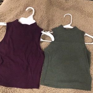 Two high neck crop tops